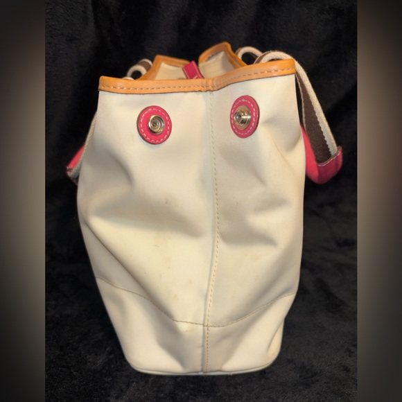 Coach L2K-5078 Canvas Top Handle Bag White & Pink - Picture 8 of 12